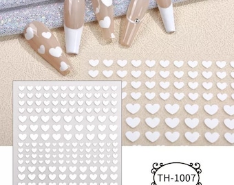 White Heart Nail Decals, Cute White Heart Nail Art Stickers