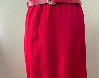 Size 2XL - Vintage Red Plus Size Wool Skirt Size 22 Alfred Dunner