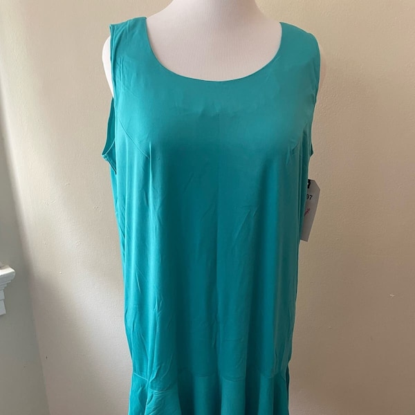 Size 2XL - Vintage 90s Teal Green Sleeveless Dress