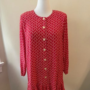 Size 2XL - Vintage 90s Red White Floral Mini Dress Size 22