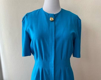 Size L - Vintage 90s Blue Leslie Fay Size 14 Dress