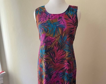 Size S - Vintage 90s Tropical Sleeveless Dress by Looking Good