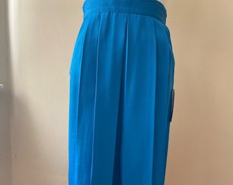 Size L - Vintage 80s Blue A-Line Skirt