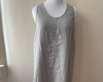 Size L - Vintage 90s Lord & Taylor 100% Linen Neutral Dress