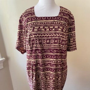 Size 2XL - Vintage Halmode Plus Size 20 Dress, 90s Fashion, Short Sleeve, Abstract Pattern
