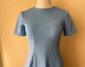 Size M - Vintage Homemade 60s Mod Blue Dress