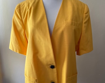 Size XL - Vintage Bright Yellow Short Sleeve Blazer Leslie Fay Size 18
