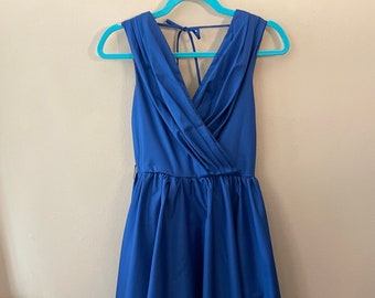 Size S - Vintage 1960s Royal Blue A-Line Prom Dress Tulle Skirt