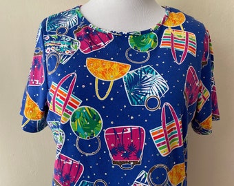 Size L - Vintage 00s Cotton Poly Blend Purse Bedazzled T-Shirt