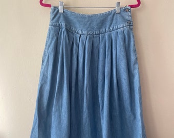 Size L - Vintage 90s Midi Peasant Jean Skirt Size 14