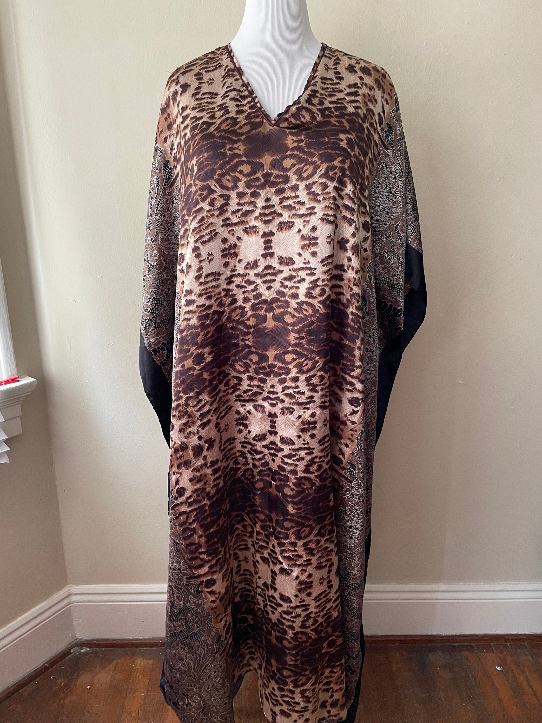 Winlar Women's Moomoo One Size vintage nighty leopard print silky animal  euc b21