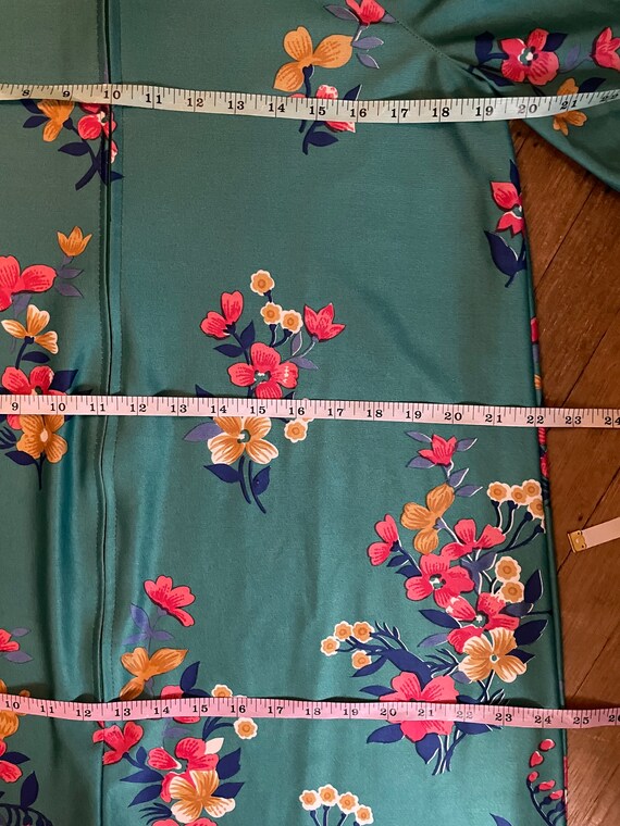 Size M - Vintage 1960s Teal Green Floral Housedre… - image 6