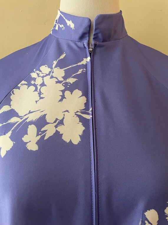 Size XL - Vintage Purple & White Zip Up Floral Ho… - image 3