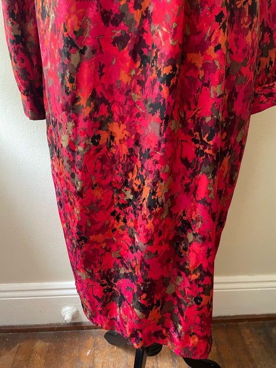 Size 2XL - Vintage 80s Shift Red & Black Floral 8… - image 3