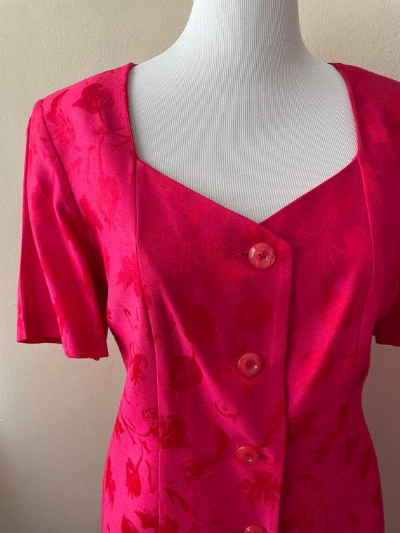 Size XL - Vintage Red & Pink Two Piece Skirt Suit… - image 2