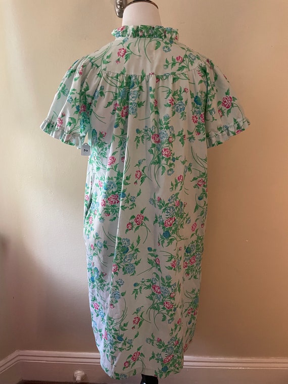 Size L - Vintage 60s Green Floral Housedress by K… - image 5