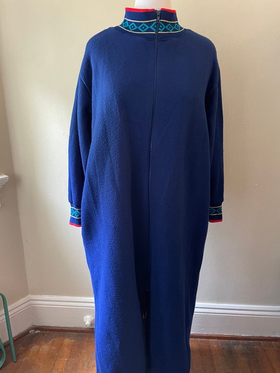 Size XL - Vintage Blue Flannel Turtleneck Housedre