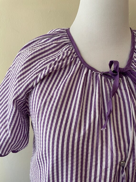 Large - Vintage Purple Striped Grape Pocket House… - image 2