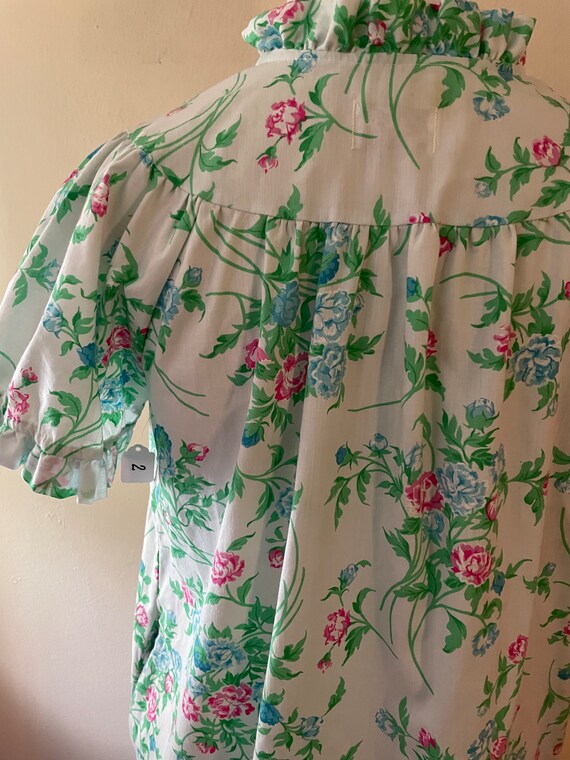 Size L - Vintage 60s Green Floral Housedress by K… - image 4