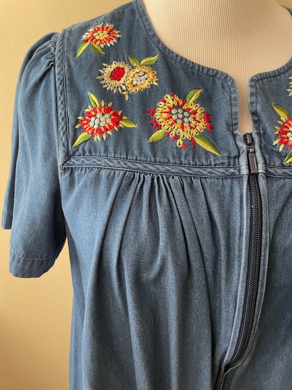 sunflower denim dress Buy Sweet Blue Soft Denim Sunflower Embroidered Dress