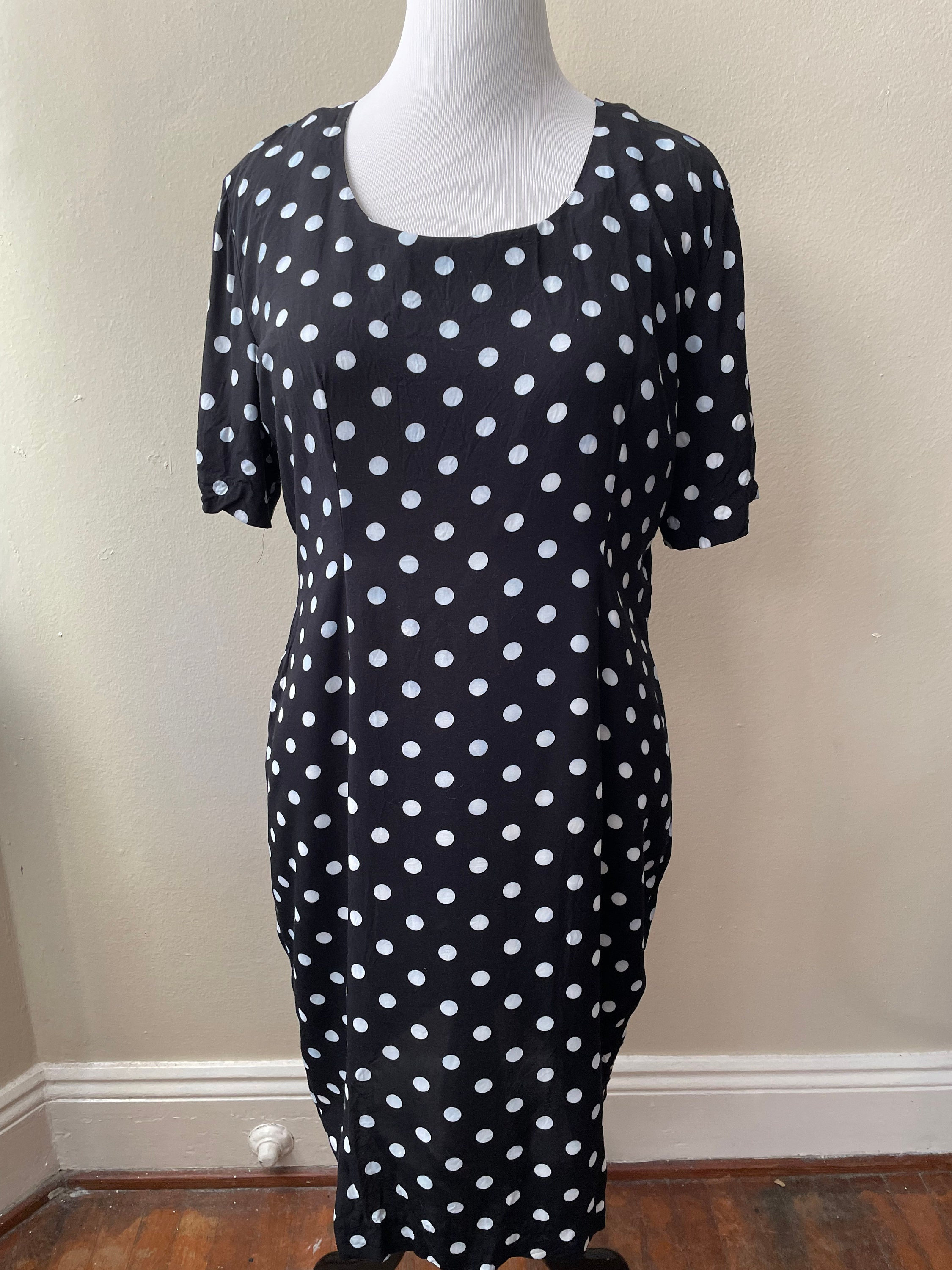【未着用】Black & White ♡レディース 2Way アウター Lサイズ Size L - Vintage 90s Black & White Polka Dot Short Sleeve