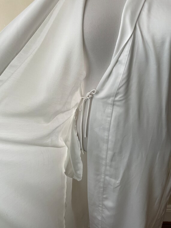 Size M - Vintage 90s Nature White Silky Robe, Per… - image 4