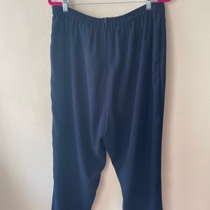 Size XL - Vintage 90s Navy Blue Pants w/Elastic Waist Size 18