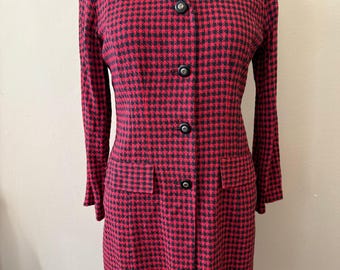 Size L - Vintage 60s Black & Red Plaid Dress by Betsy's Things