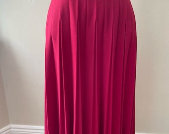 Size XL - Vintage 70s Red Pleated A-Line Skirt