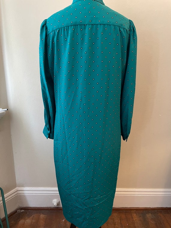 Size XL - Vintage 80s Teal Green Shirtdress w/Ple… - image 3