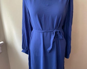 Size 2XL - Vintage 70s Royal Blue Cape Wing Dress by Rich Lady