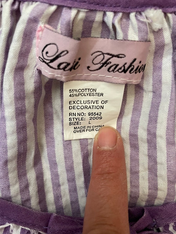 Large - Vintage Purple Striped Grape Pocket House… - image 6