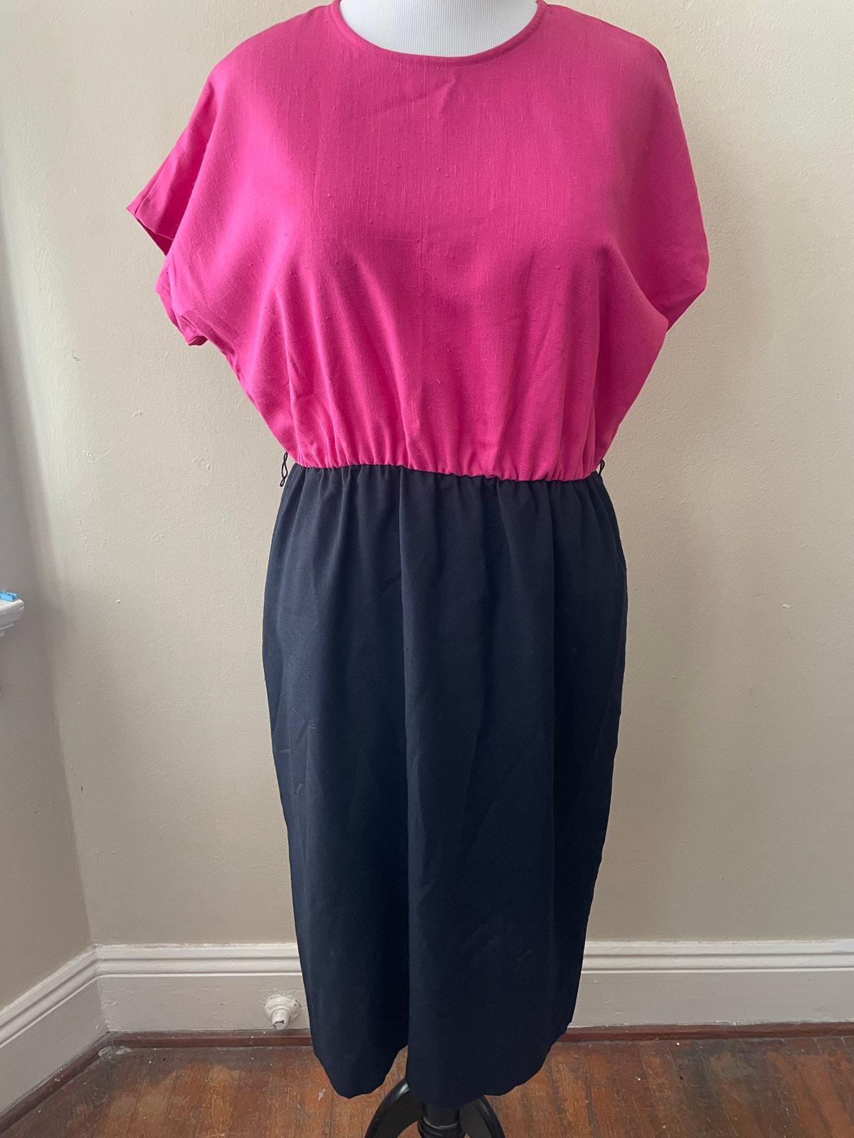Size XL - Vintage 80s Pink & Black Color Block Dress Size 16 - Etsy
