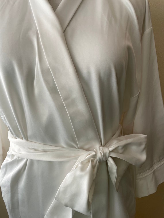 Size M - Vintage 90s Nature White Silky Robe, Per… - image 2