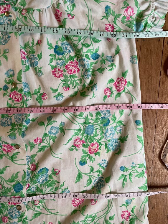 Size L - Vintage 60s Green Floral Housedress by K… - image 7