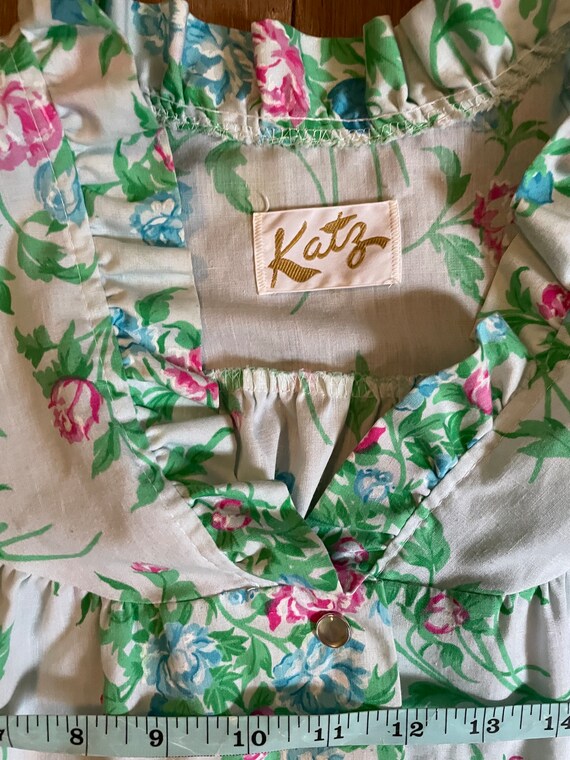 Size L - Vintage 60s Green Floral Housedress by K… - image 6