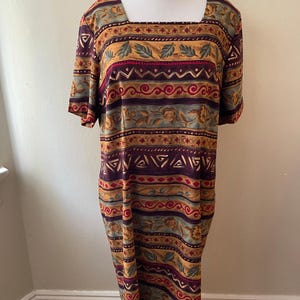 Size 2XL - Vintage 90s Sag Harbor Striped Funky Print Dress Size 20