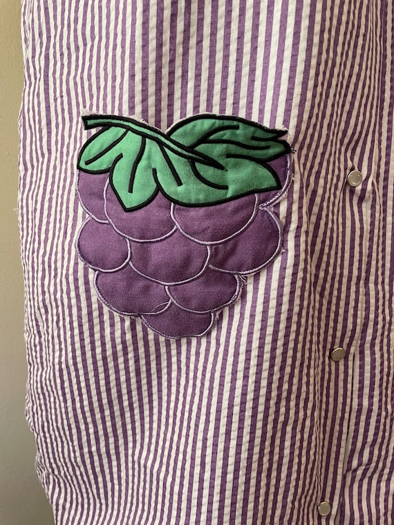 Large - Vintage Purple Striped Grape Pocket House… - image 3
