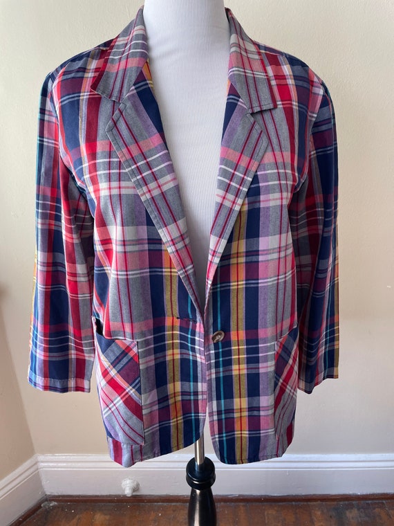 Size XL - Vintage Plaid Fall Blazer Size 16 Petite