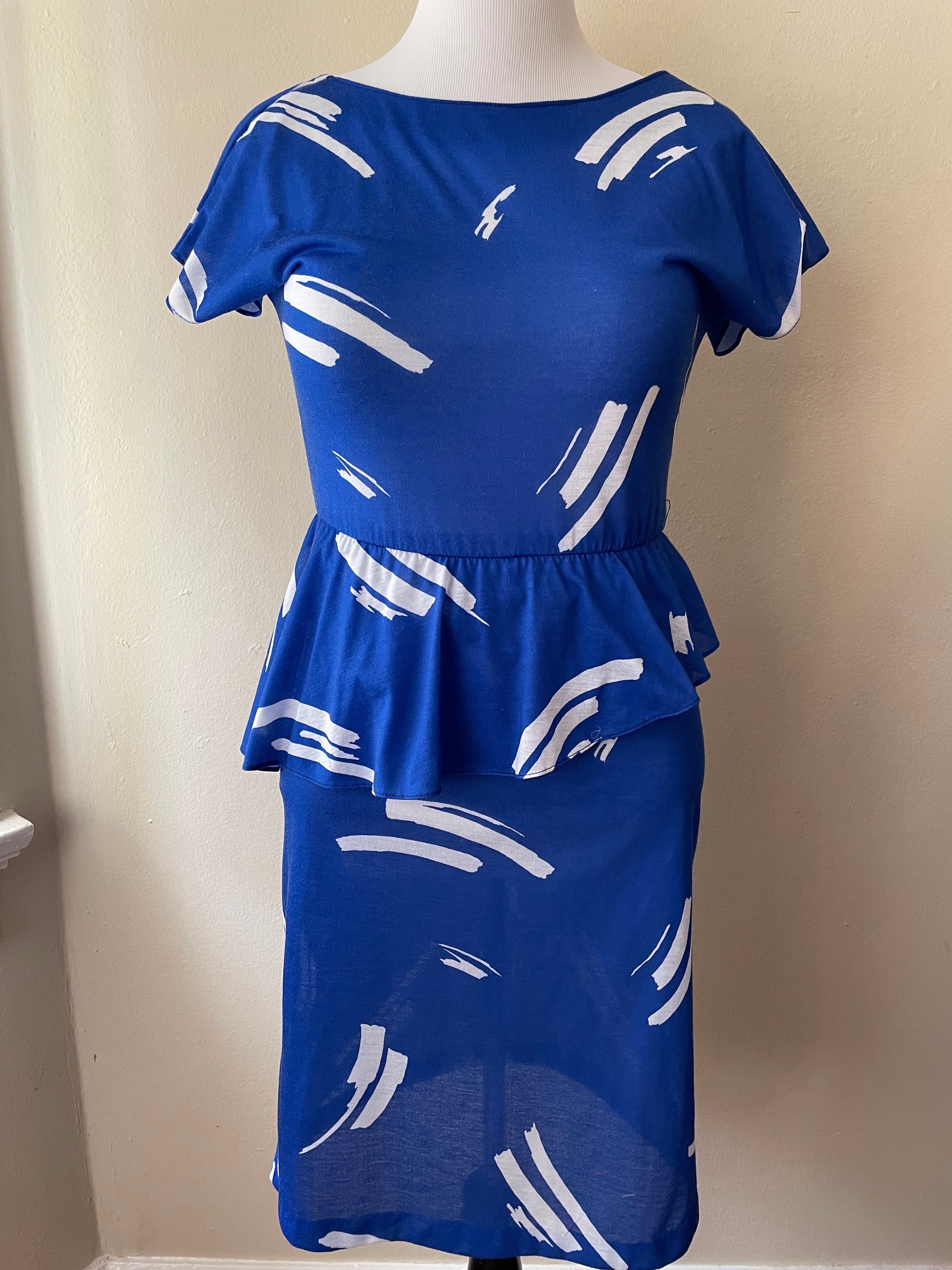 blue and white peplum dress Lola + The Boys Twinkle Denim Peplum Dress, 2