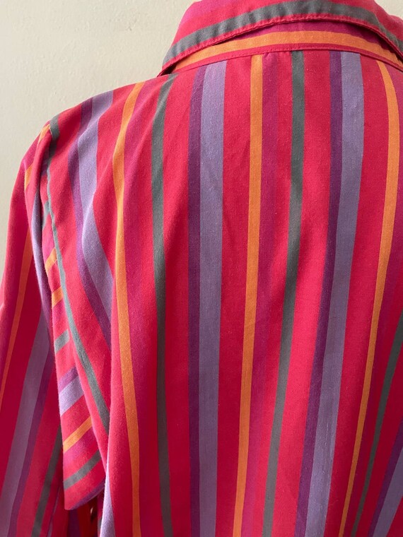 Size XL - Vintage 80s Pink Striped Button Down Bl… - image 3