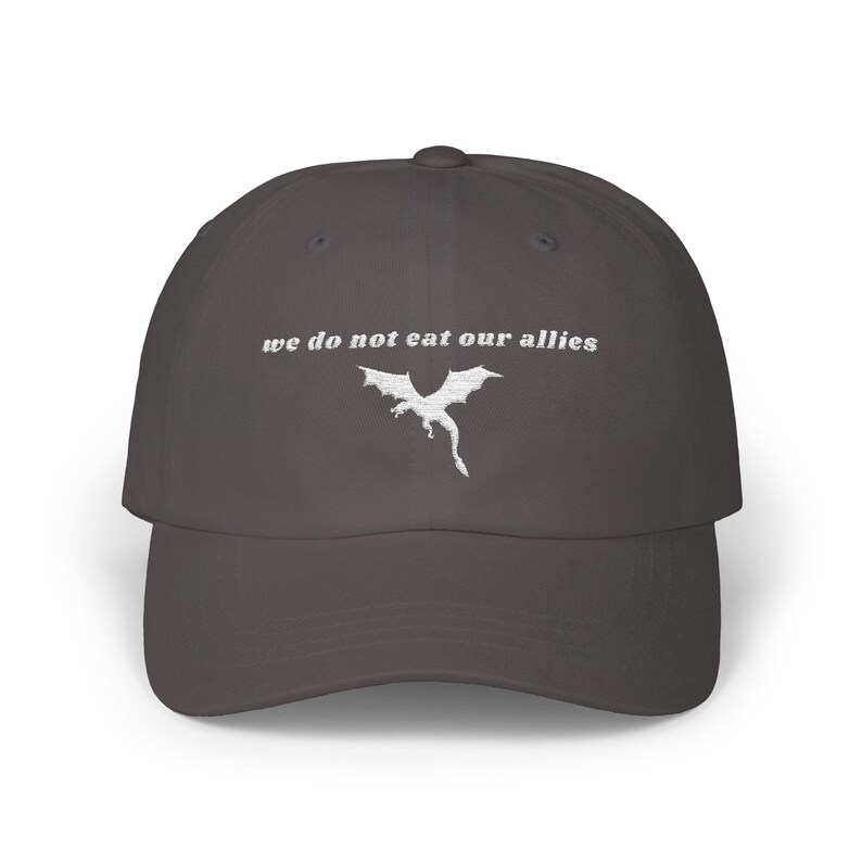 Fourth Wing Embroidered Hat: We Do Not Eat Our Allies, Onyx Storm image 5