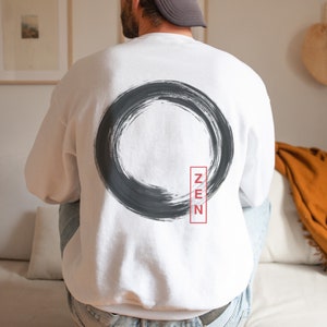 Enso Circle Sweatshirt: Zen Buddhist Symbol Back Print