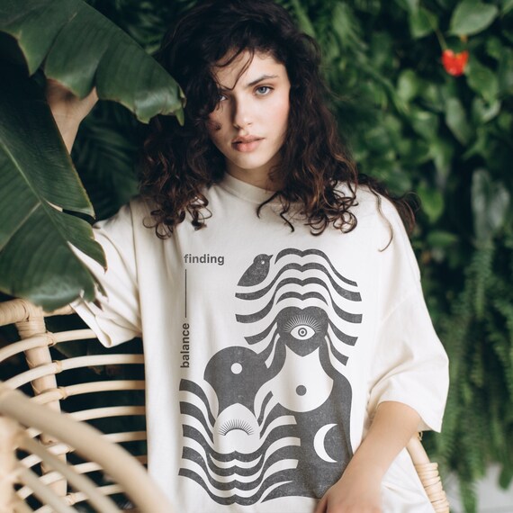 Yin Yang T-Shirt: Finding Balance Illustration, Unisex Cotton Tee
