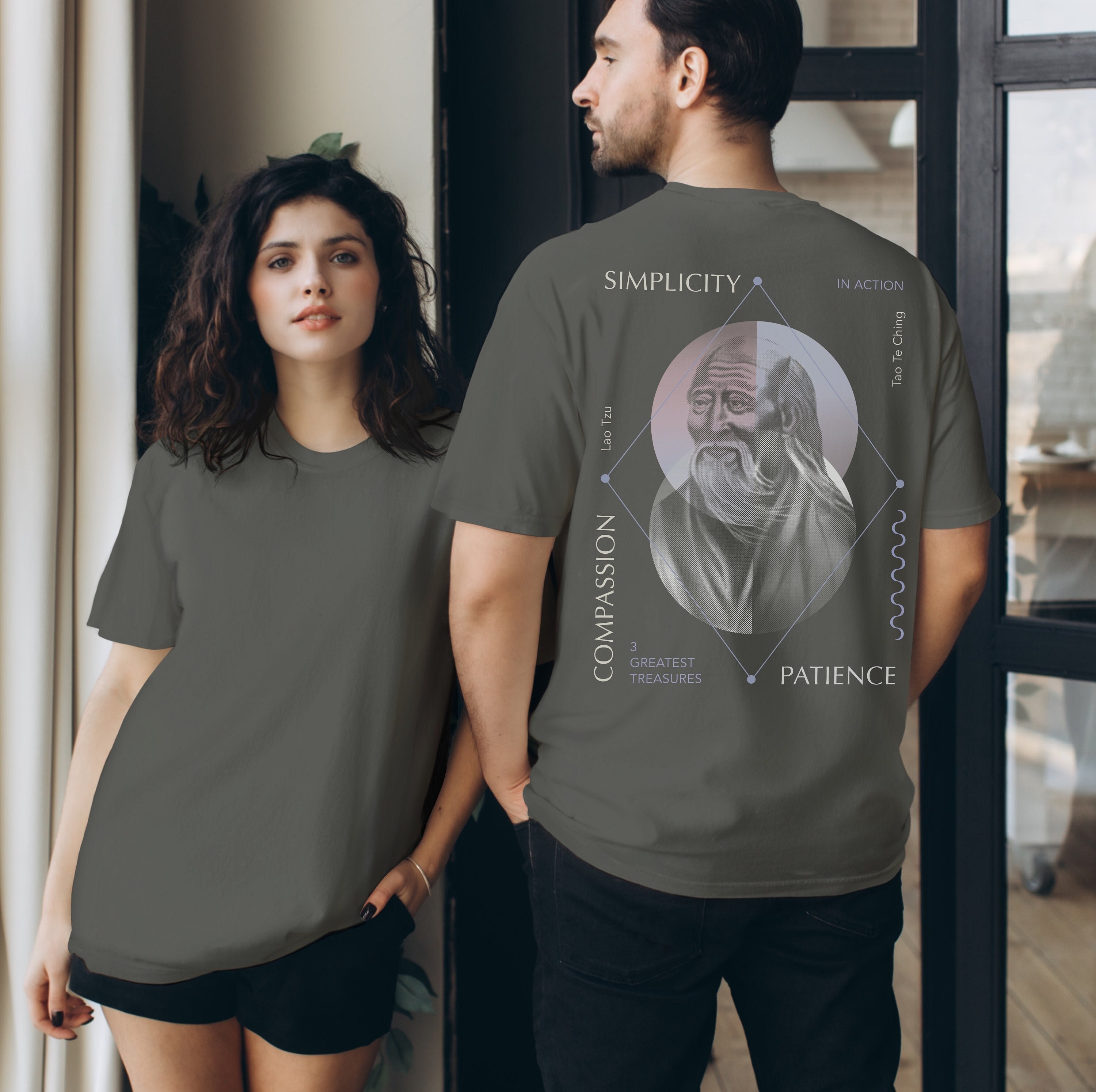 Lao Tzu Three Treasures Unisex Cotton T-shirt, Tao Te Ching