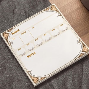 Character Sheet Sticky Notes - Medieval Style