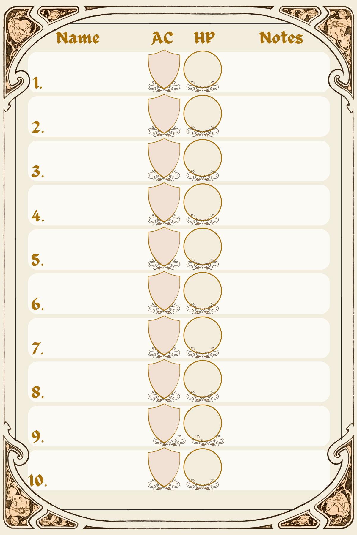 Tabletop Card Example Printable D&D 5E Tabletop Cards Bundle (initiative Tracker, Items, and ...