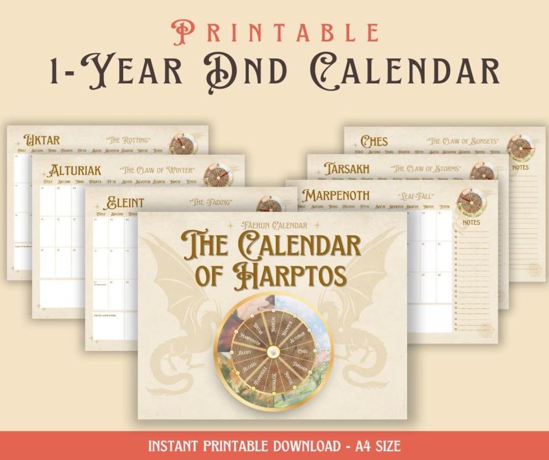 Printable D&D 5E Faerunian Calendar - Etsy