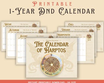 1990 Forgotten Realms カレンダー ファンタジー Printable D&D 5E Faerunian Calendar - Etsy