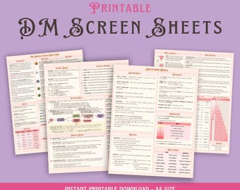 D&D 5E DM Screen Cheat Sheets
